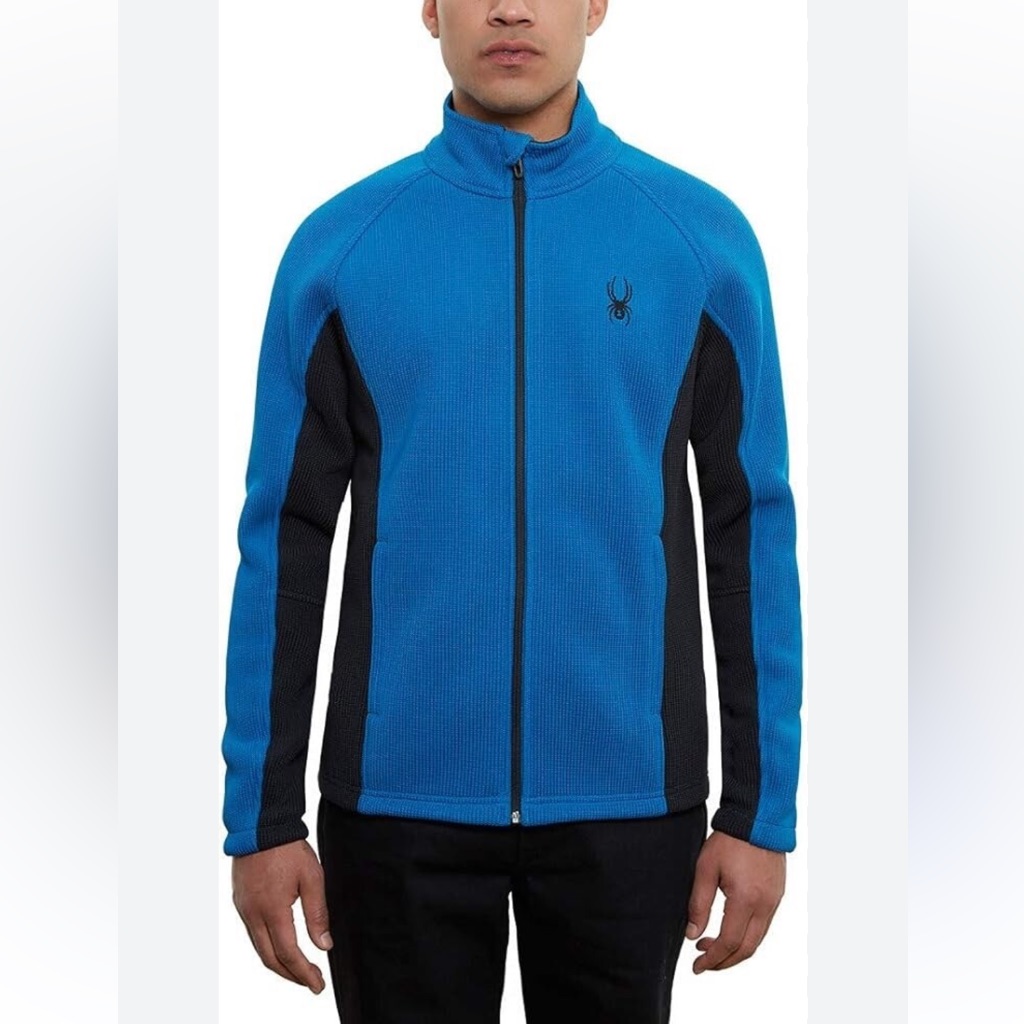 Spyder Men’s Foremost Full Zip Sweater Jacket Blue/Black Size Large Heavyweight